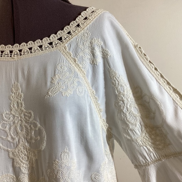 Democracy Ivory Peasant Blouse - Boho Festival 70s Style - Picture 13 of 16